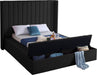 Kiki Black Velvet Queen Bed (3 Boxes) - Bargain Furniture (Detroit, MI)