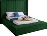 Kiki Green Velvet Queen Bed (3 Boxes) - Bargain Furniture (Detroit, MI)