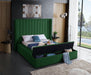 Kiki Green Velvet Queen Bed (3 Boxes) - Bargain Furniture (Detroit, MI)