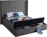 Kiki Grey Velvet King Bed (3 Boxes) - Bargain Furniture (Detroit, MI)