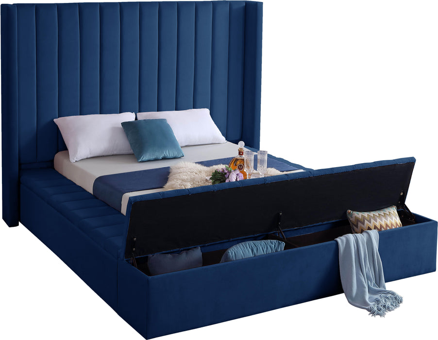 Kiki Navy Velvet Full Bed (3 Boxes)