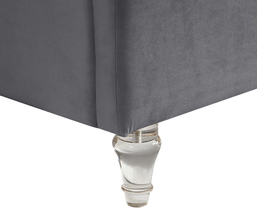 Kira Grey Velvet Queen Bed - Bargain Furniture (Detroit, MI)
