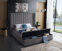 Kiki Grey Velvet Queen Bed (3 Boxes) - Bargain Furniture (Detroit, MI)