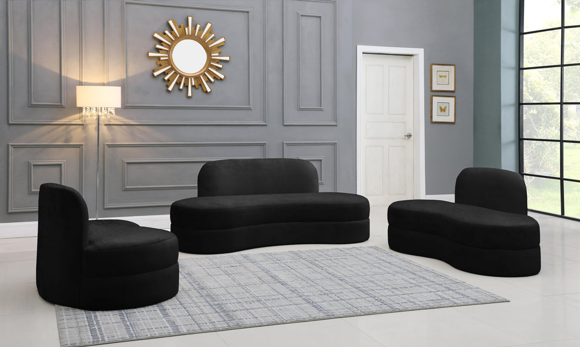 Mitzy Black Velvet Sofa - Bargain Furniture (Detroit, MI)