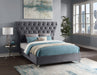 Kira Grey Velvet Queen Bed - Bargain Furniture (Detroit, MI)