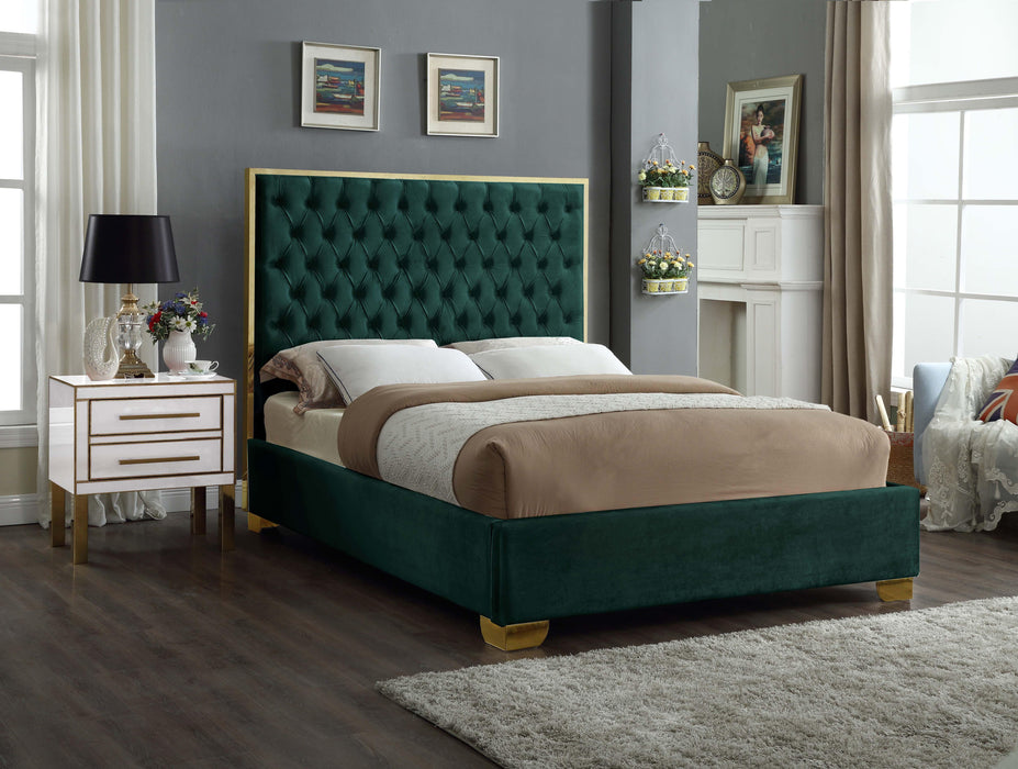 Lana Green Velvet King Bed - Bargain Furniture (Detroit, MI)