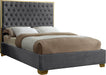 Lana Grey Velvet Queen Bed - Bargain Furniture (Detroit, MI)