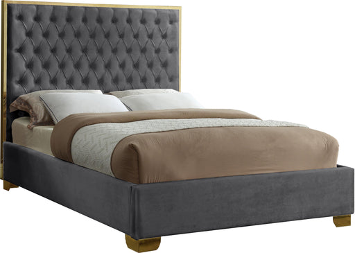Lana Grey Velvet Queen Bed - Bargain Furniture (Detroit, MI)