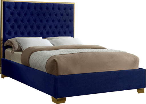 Lana Navy Velvet King Bed - Bargain Furniture (Detroit, MI)