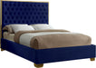 Lana Navy Velvet Queen Bed - Bargain Furniture (Detroit, MI)