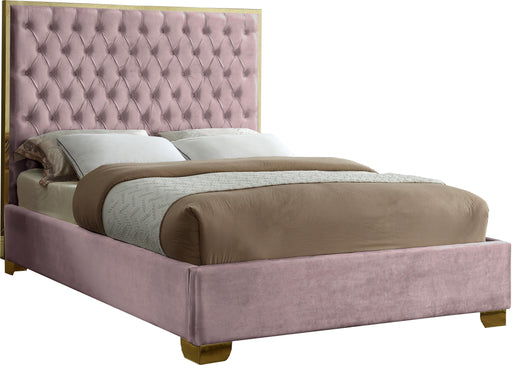Lana Pink Velvet King Bed - Bargain Furniture (Detroit, MI)