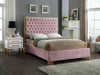 Lana Pink Velvet Queen Bed - Bargain Furniture (Detroit, MI)
