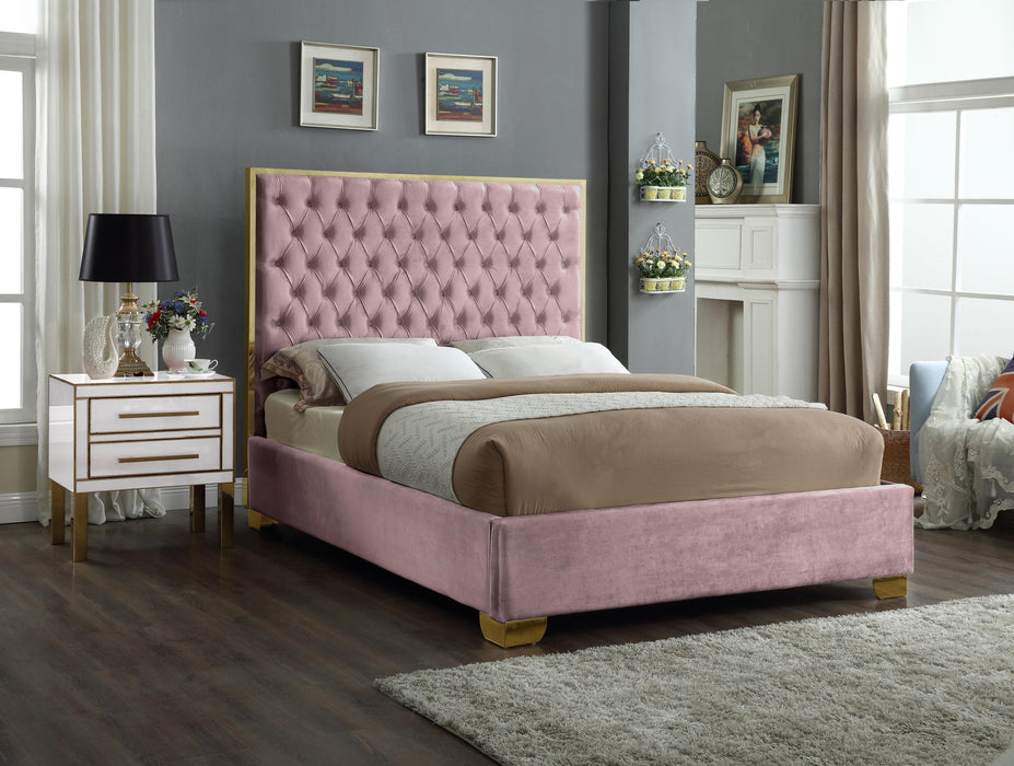 Lana Pink Velvet Queen Bed - Bargain Furniture (Detroit, MI)