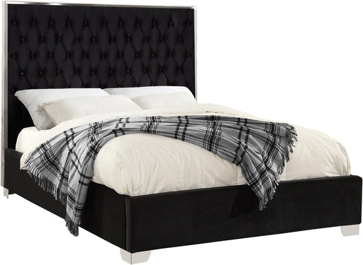 Lexi Black Velvet Queen Bed - Bargain Furniture (Detroit, MI)