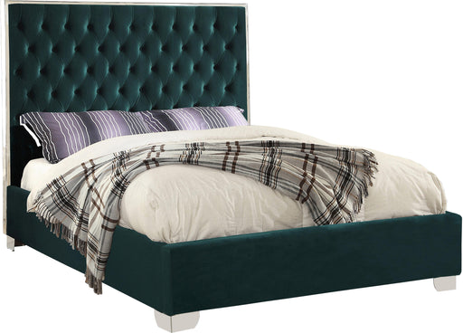 Lexi Green Velvet Queen Bed - Bargain Furniture (Detroit, MI)