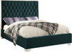 Lexi Green Velvet King Bed - Bargain Furniture (Detroit, MI)
