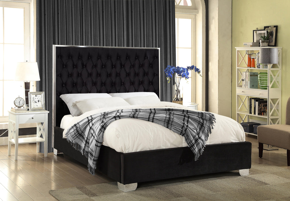 Lexi Black Velvet King Bed - Bargain Furniture (Detroit, MI)