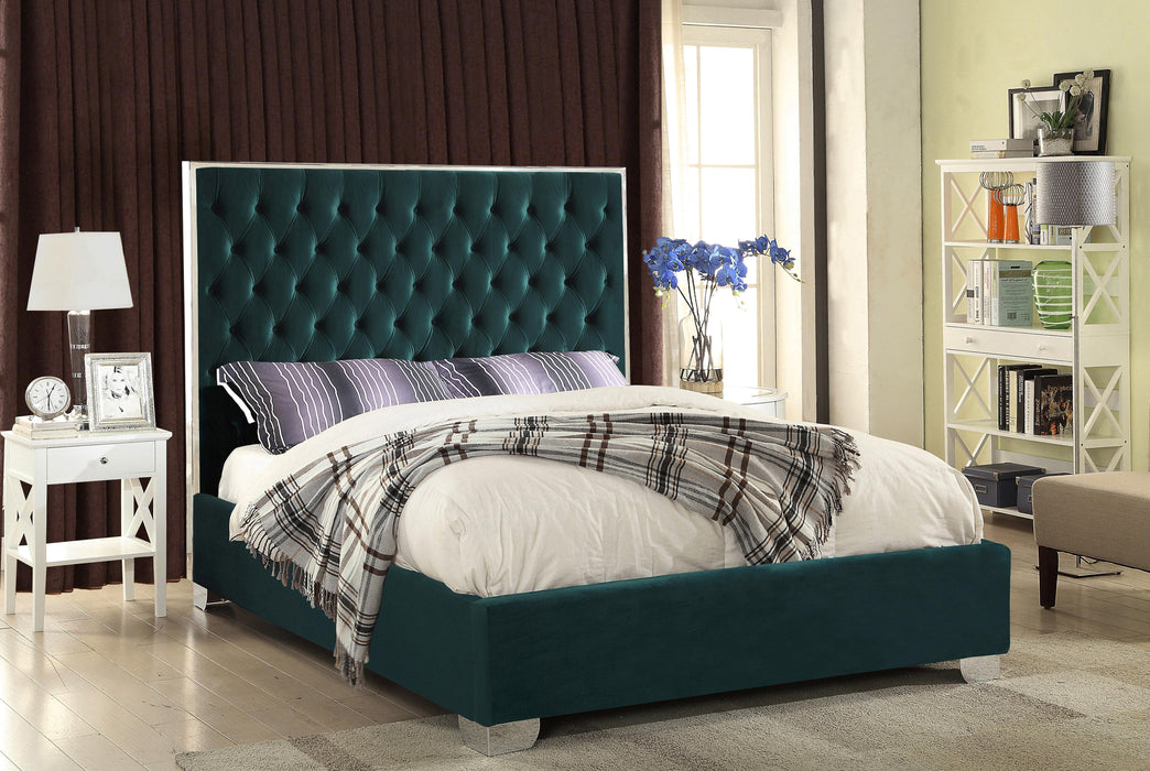 Lexi Green Velvet King Bed - Bargain Furniture (Detroit, MI)