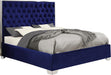 Lexi Navy Velvet King Bed - Bargain Furniture (Detroit, MI)