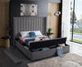 Kiki Grey Velvet Queen Bed (3 Boxes) - Bargain Furniture (Detroit, MI)