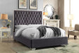Lexi Grey Velvet Queen Bed - Bargain Furniture (Detroit, MI)