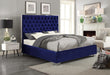 Lexi Navy Velvet Queen Bed - Bargain Furniture (Detroit, MI)