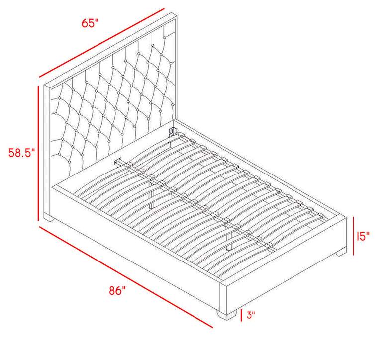 Lexi Grey Velvet Queen Bed - Bargain Furniture (Detroit, MI)