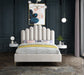 Lily Cream Velvet Queen Bed - Bargain Furniture (Detroit, MI)