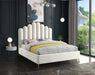 Lily Cream Velvet Queen Bed - Bargain Furniture (Detroit, MI)