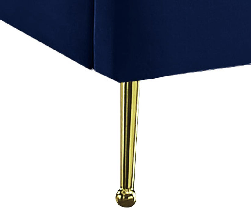 Lily Navy Velvet King Bed - Bargain Furniture (Detroit, MI)