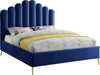 Lily Navy Velvet King Bed - Bargain Furniture (Detroit, MI)