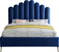 Lily Navy Velvet Queen Bed - Bargain Furniture (Detroit, MI)
