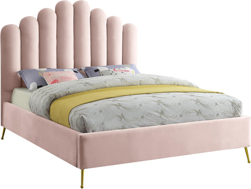 Lily Pink Velvet King Bed - Bargain Furniture (Detroit, MI)