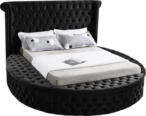 Luxus Black Velvet Queen Bed (3 Boxes) - Bargain Furniture (Detroit, MI)