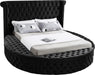 Luxus Black Velvet King Bed (3 Boxes) - Bargain Furniture (Detroit, MI)