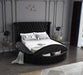 Luxus Black Velvet Queen Bed (3 Boxes) - Bargain Furniture (Detroit, MI)