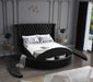 Luxus Black Velvet Queen Bed (3 Boxes) - Bargain Furniture (Detroit, MI)