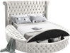 Luxus Cream Velvet King Bed (3 Boxes) - Bargain Furniture (Detroit, MI)