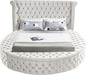 Luxus Cream Velvet King Bed (3 Boxes) - Bargain Furniture (Detroit, MI)