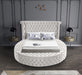 Luxus Cream Velvet King Bed (3 Boxes) - Bargain Furniture (Detroit, MI)