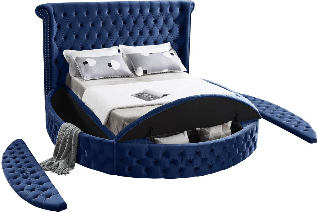 Luxus Navy Velvet Full Bed (3 Boxes)