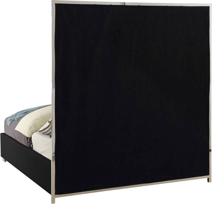Milan Black Faux Leather Queen Bed - Bargain Furniture (Detroit, MI)