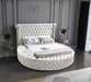 Luxus Cream Velvet King Bed (3 Boxes) - Bargain Furniture (Detroit, MI)