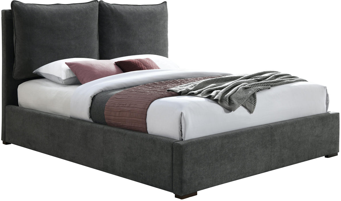 Misha Pepper Black Polyester Fabric King Bed (3 Boxes) - Bargain Furniture (Detroit, MI)