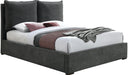 Misha Pepper Black Polyester Fabric King Bed (3 Boxes) - Bargain Furniture (Detroit, MI)