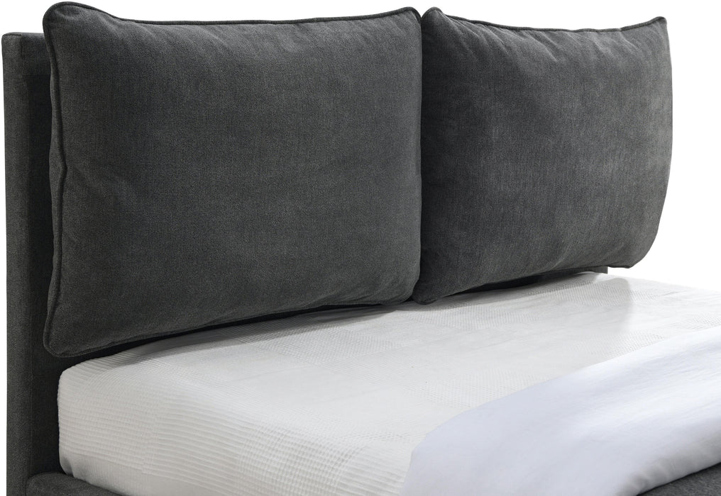 Misha Pepper Black Polyester Fabric King Bed (3 Boxes) - Bargain Furniture (Detroit, MI)