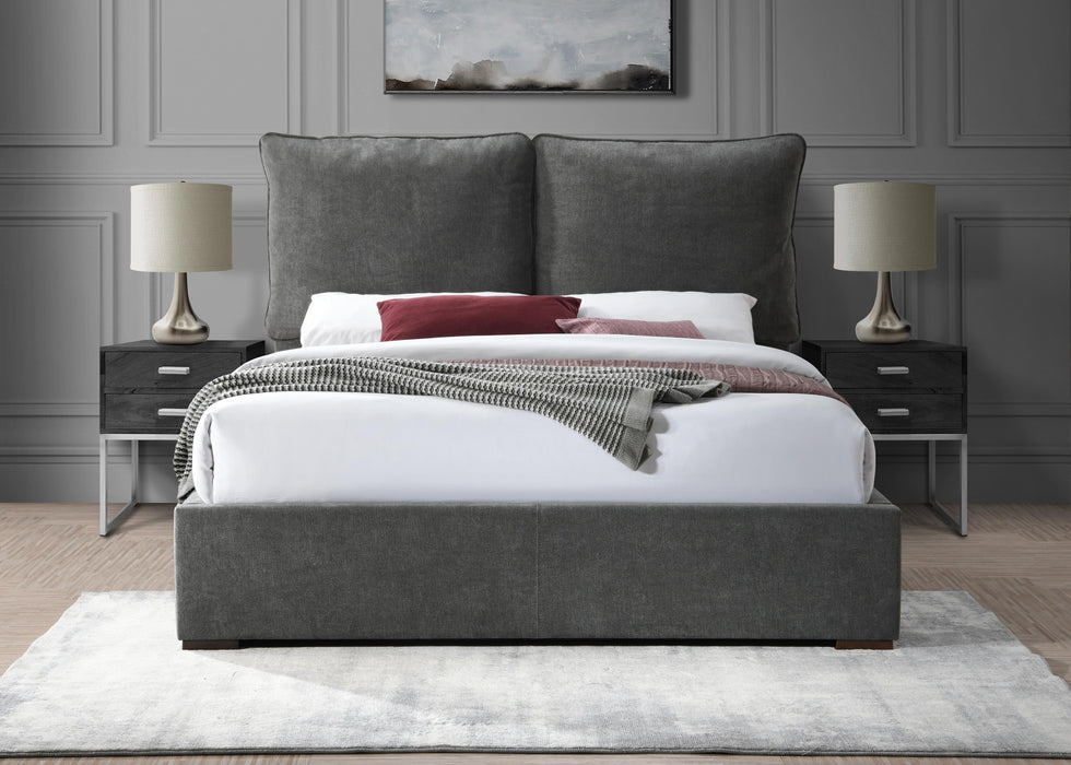 Misha Pepper Black Polyester Fabric King Bed (3 Boxes) - Bargain Furniture (Detroit, MI)