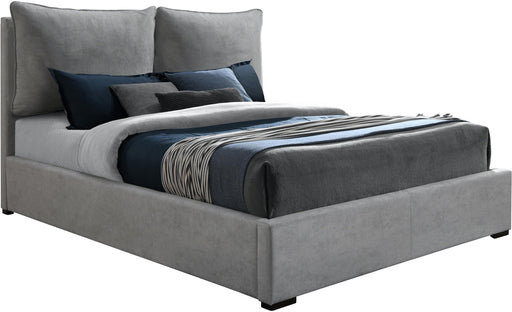 Misha Light Grey Polyester Fabric King Bed (3 Boxes) - Bargain Furniture (Detroit, MI)