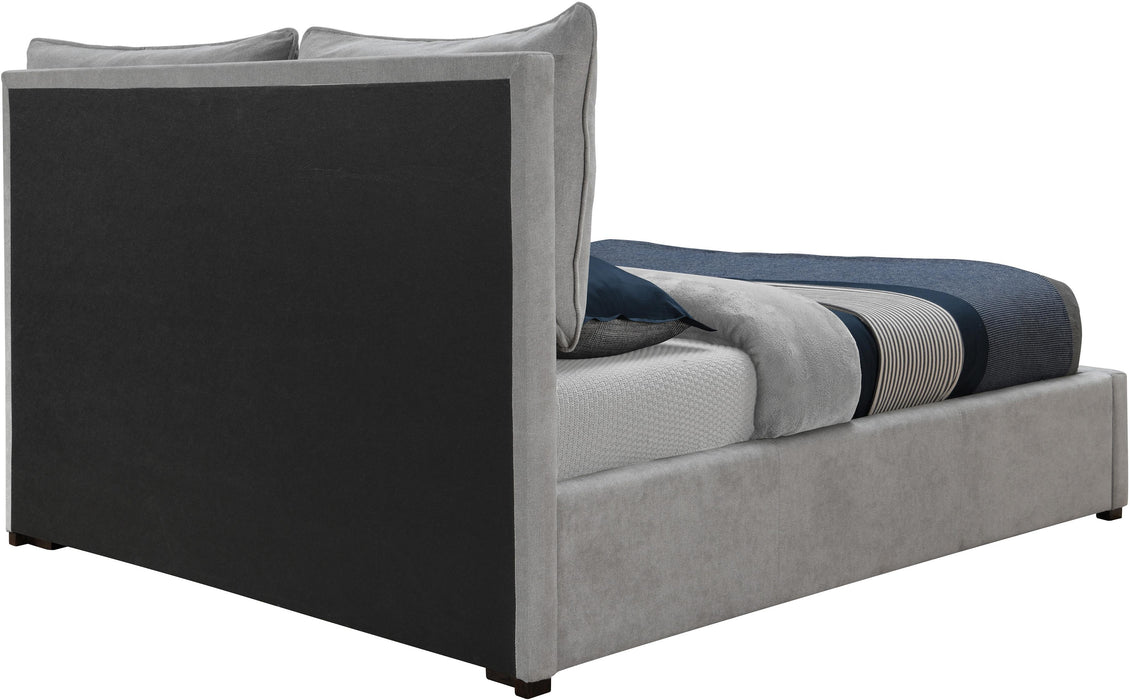 Misha Light Grey Polyester Fabric King Bed (3 Boxes) - Bargain Furniture (Detroit, MI)