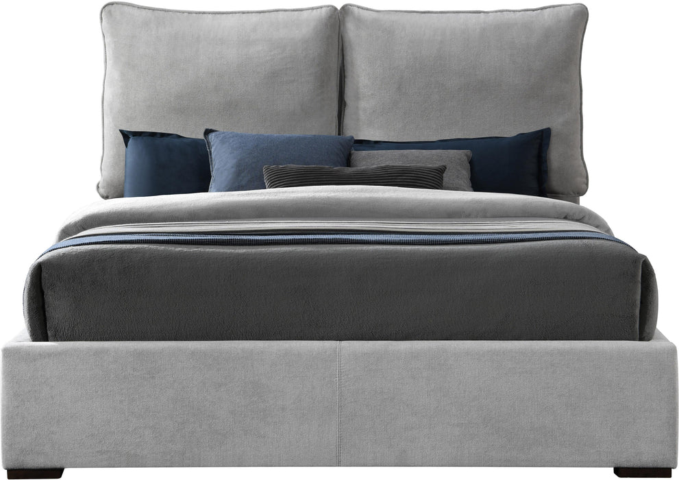 Misha Light Grey Polyester Fabric King Bed (3 Boxes) - Bargain Furniture (Detroit, MI)